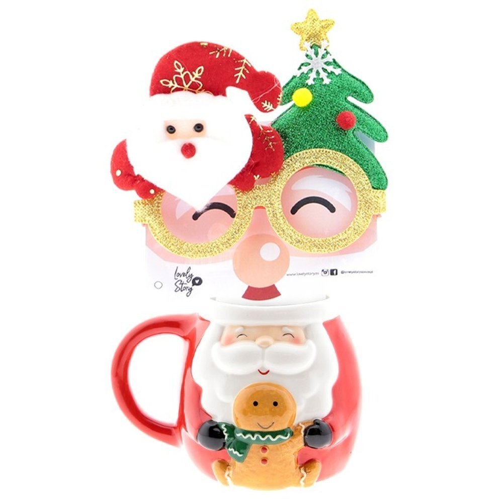 TAZA FORMA DE PAPA NOEL 350ML + GAFAS SANTA | LOVELY STORY | 1 UNIDAD | 8435458185030 Imagen principal del producto