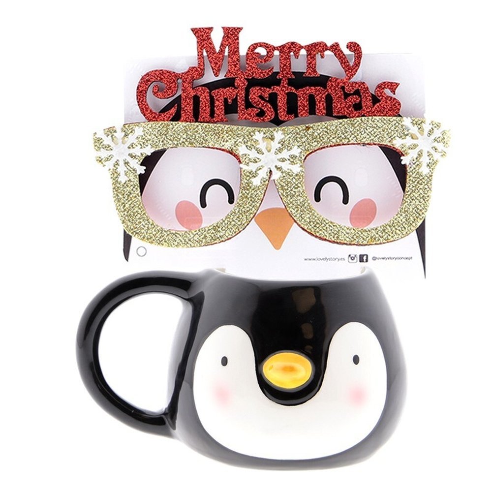 TAZA FORMA DE PINGUINO 350ML + GAFAS PENGUIN | LOVELY STORY | 1 UNIDAD | 8435458185054 Imagen principal del producto