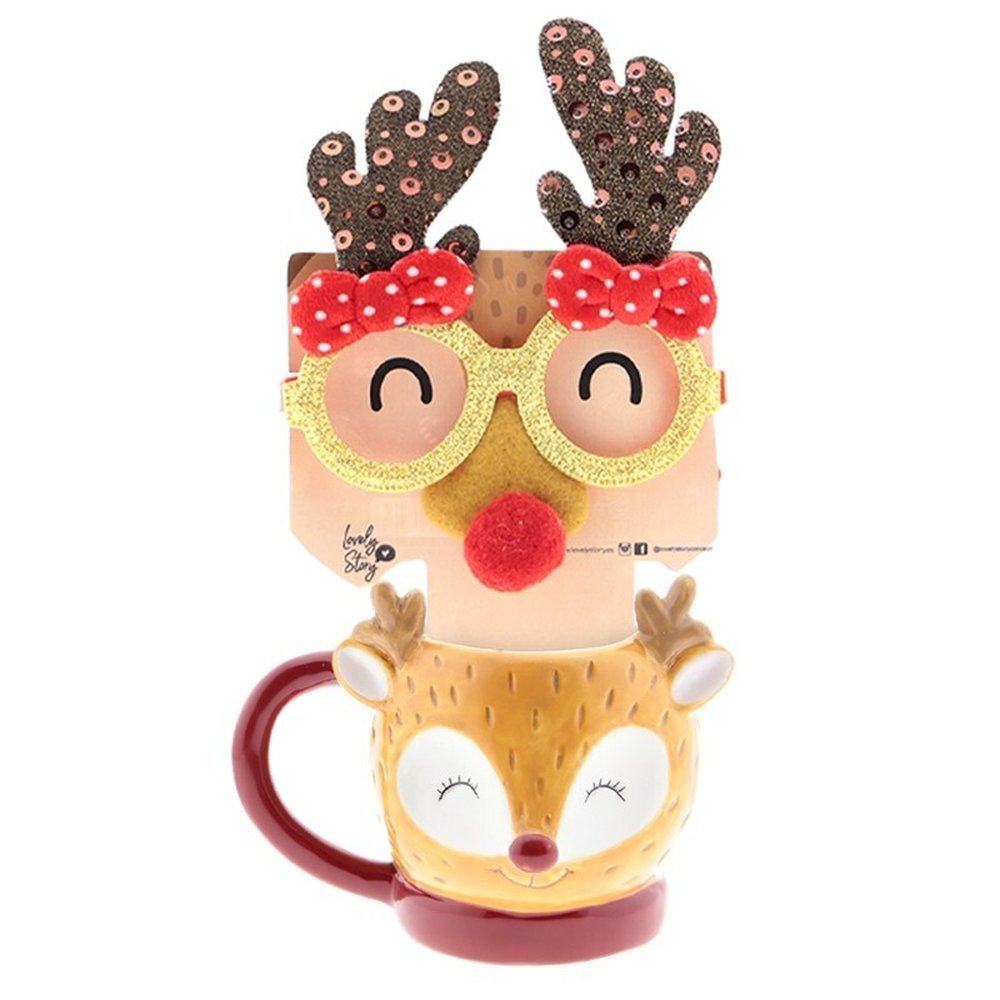 TAZA FORMA DE RENO 350ML + GAFAS RUDOLPH | LOVELY STORY | 1 UNIDAD | 8435458185061 Imagen principal del producto