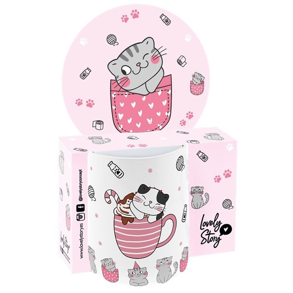 Taza 330ml Cats Pink Lovely Story Imagen principal del producto