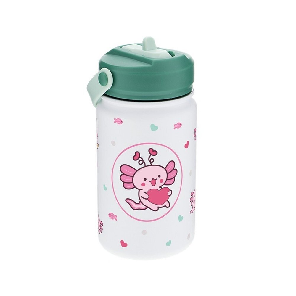 BOTELLA TERMICA 330ML CON PAJITA ICE/GREEN AXOLOTE | LOVELY STORY | 1 UNIDAD | 8435458185948
