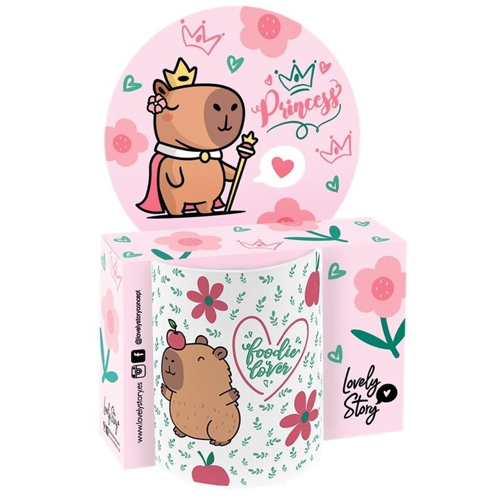 TAZA CERAMICA 330ML - APPLE CAPIBARA | LOVELY STORY | ENVASE 2 UDS. UNIDAD | 8435458189809 Imagen principal del producto
