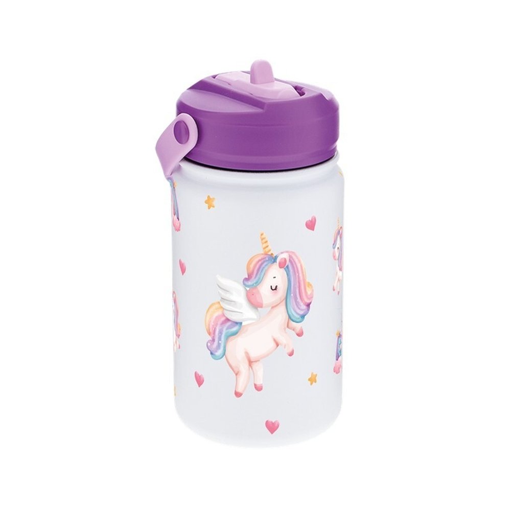 BOTELLA TERMICA 330ML CON PAJITA FLYING UNICORN | LOVELY STORY | 1 UNIDAD | 8435458190478 Imagen principal del producto