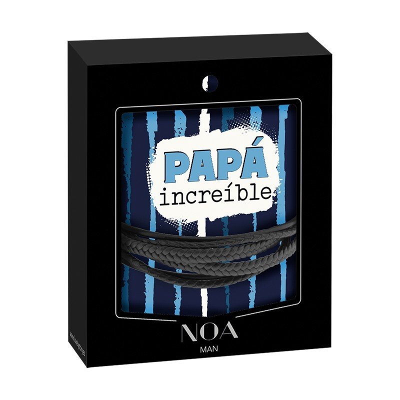Pulsera de Piel Varias Trenzas Negra Papa Increible Lovely Padre