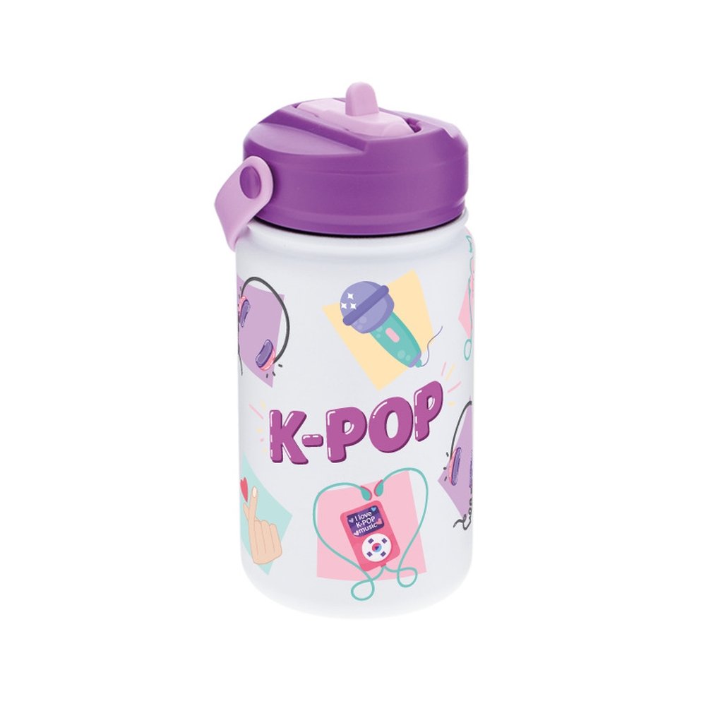 Botella térmica con pajita 330 ml Purple K-pop marca Botellas Lovely