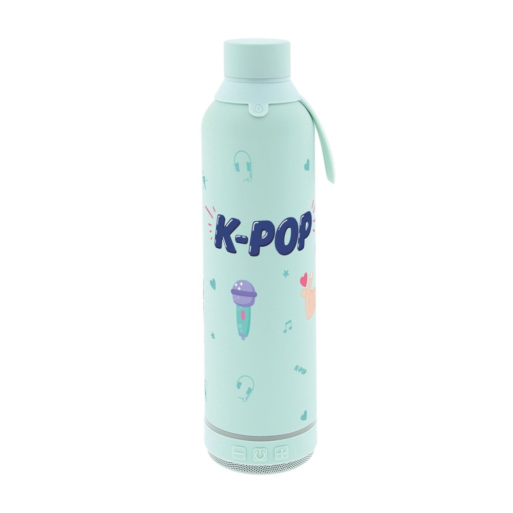 Botella térmica 600ml con altavoz Mint K-pop marca Botellas Lovely