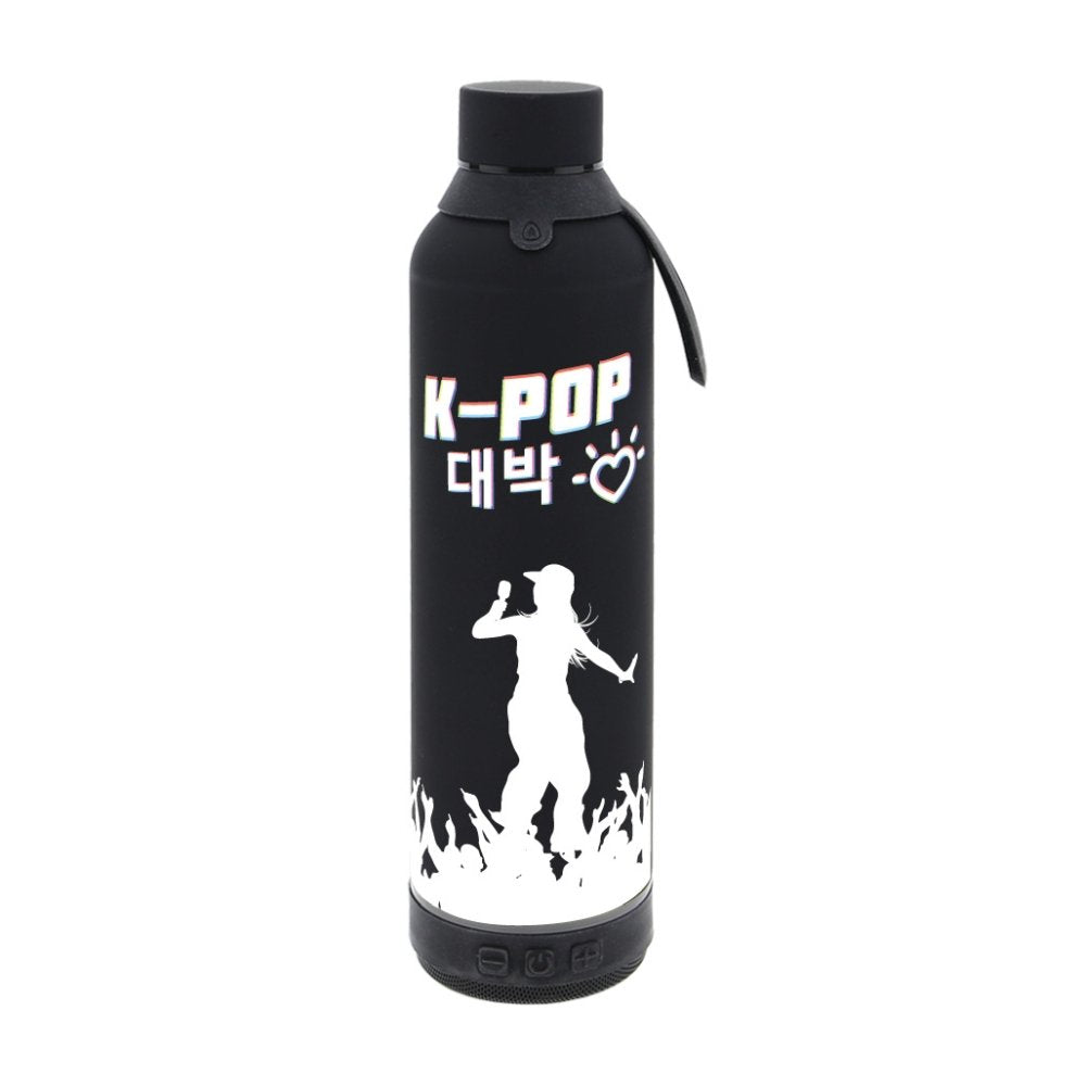 Botella 600ml con Altavoz Black K-pop Marca Botellas Lovely