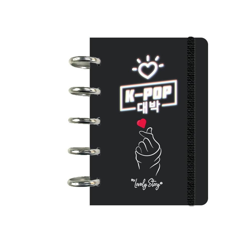 Libreta Anillas A6 100 Hojas Cuadrícula Black K-pop Wave Lovely Story Imagen principal del producto