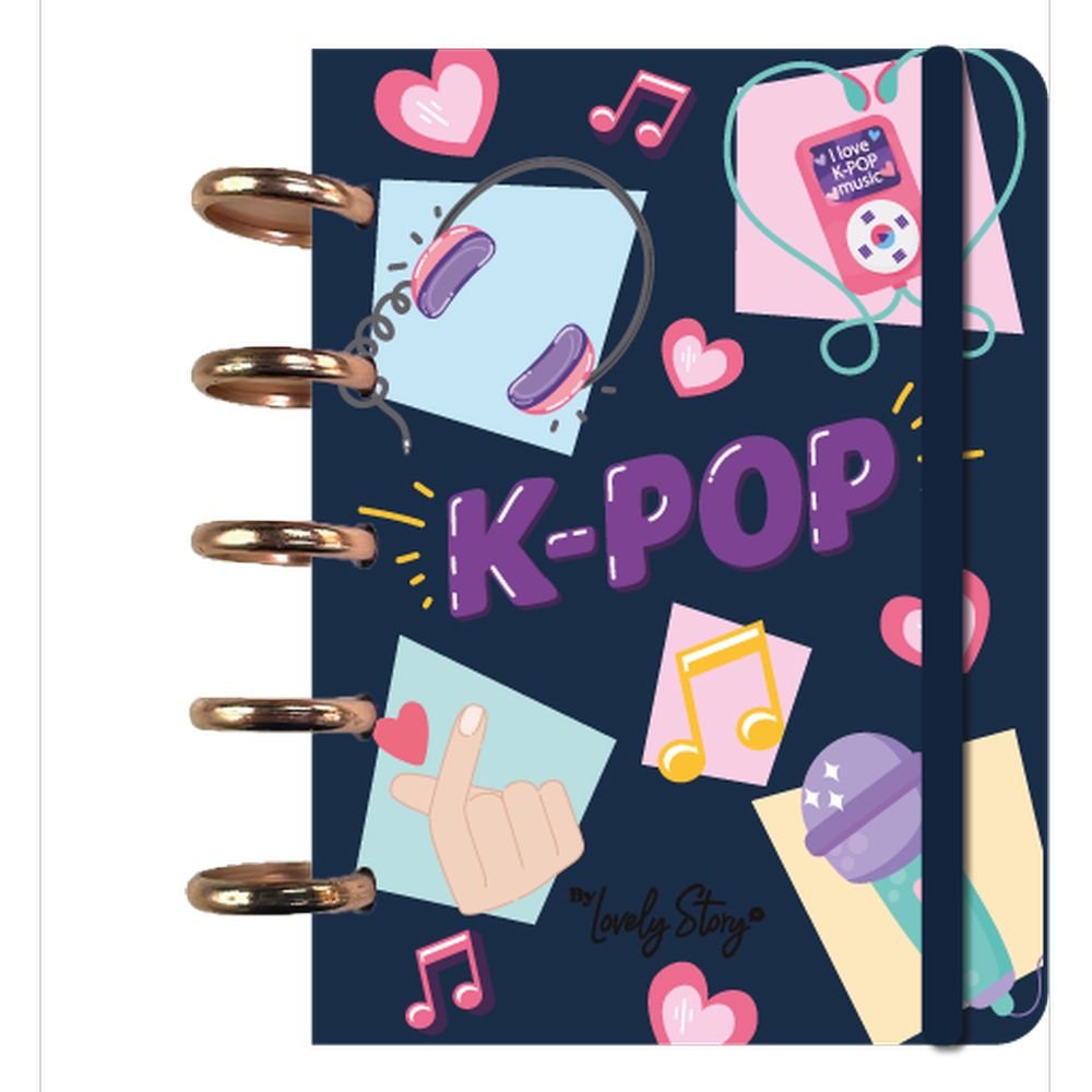 Cuaderno A6 100 hojas cuadrícula Dark Blue K-pop Lovely Story