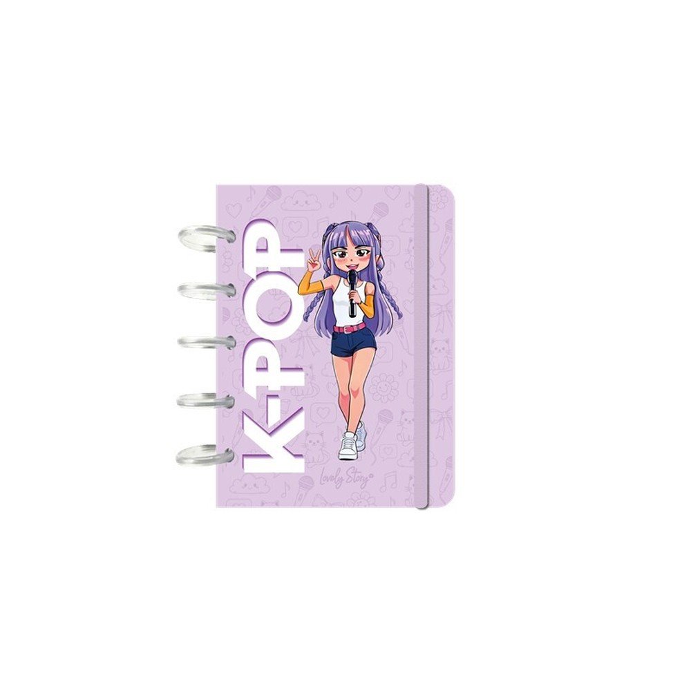 Libreta Anillas A6 Discos Cuadricula Lilac K-pop Lovely Story