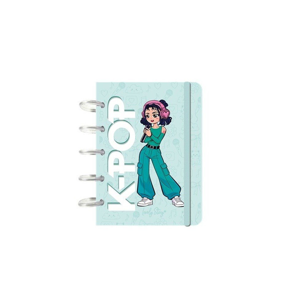 Libreta Anillas A6 Discos Cuadricula Mint K-pop Marca Lovely Story Imagen principal del producto