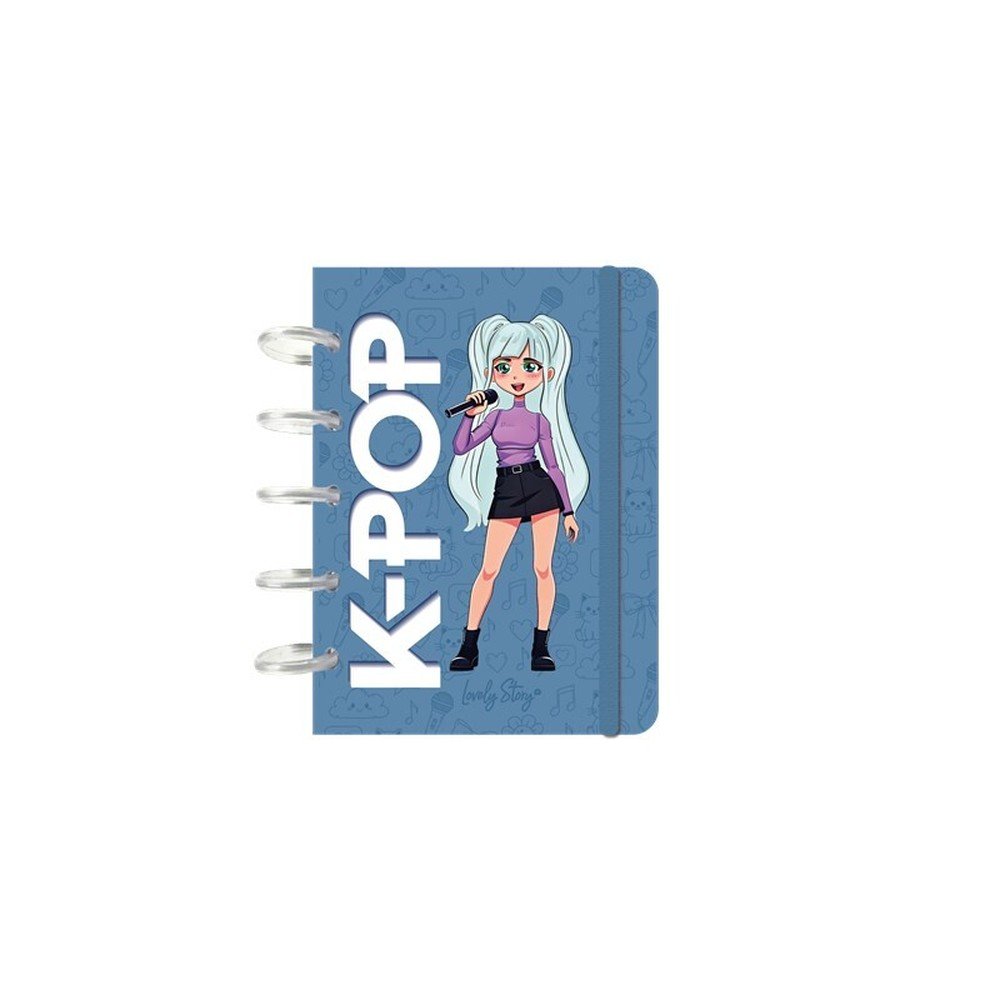 Libreta Anillas A6 Discos Cuadricula Petrol Blue Lovely Story