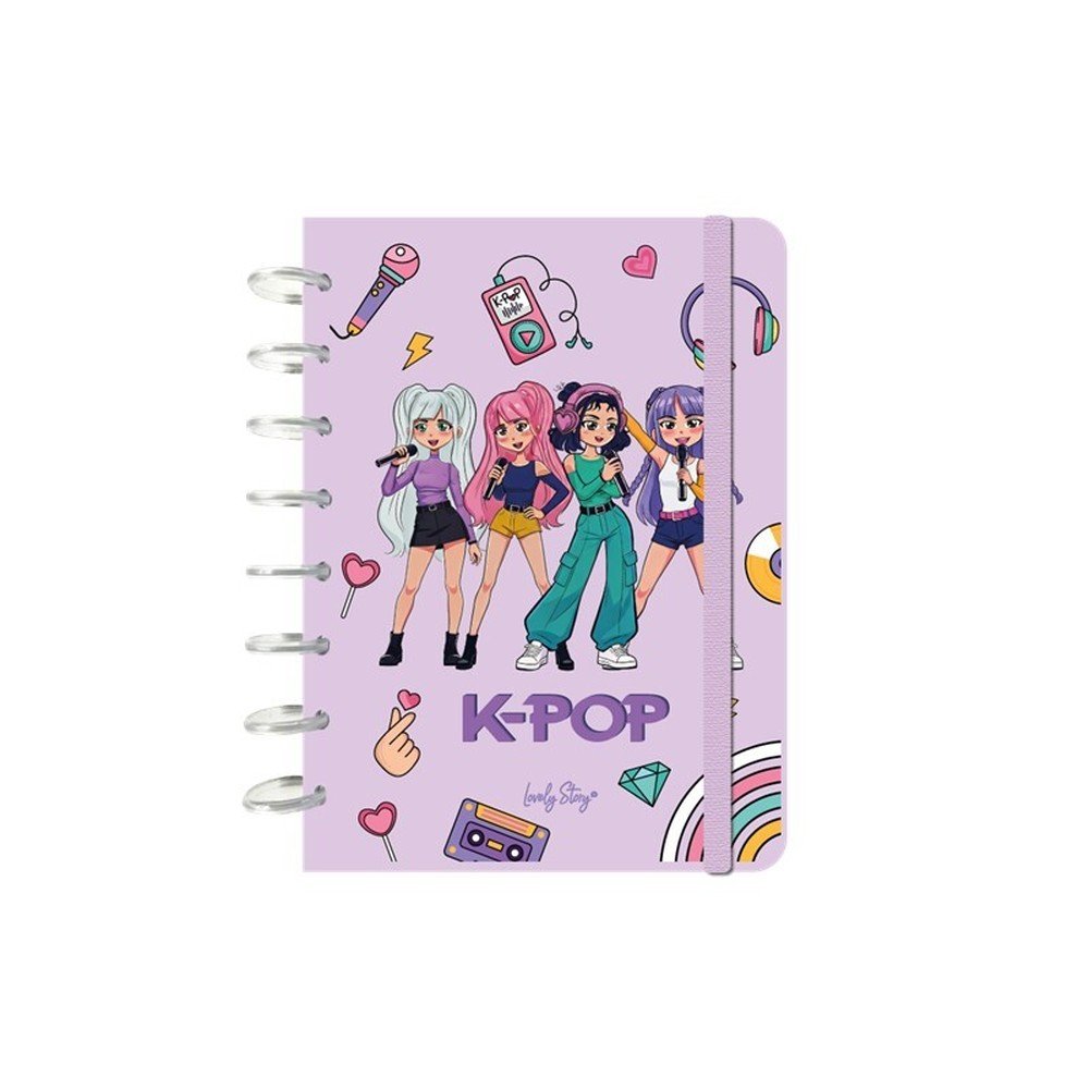 Libreta Anillas A5 Discos Cuadricula Lilac K-pop Lovely Story Imagen principal del producto