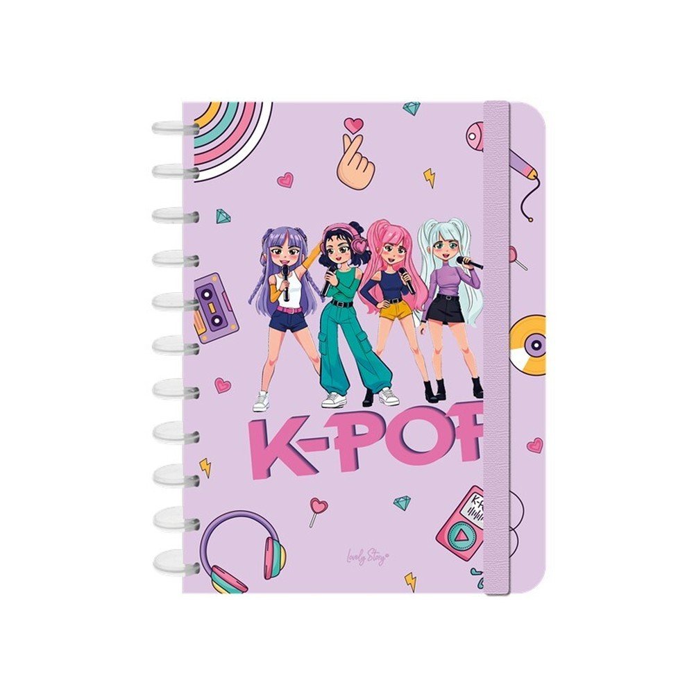 Libreta Anillas A4 Discos Cuadricula Lilac K-pop Lovely Story Imagen principal del producto