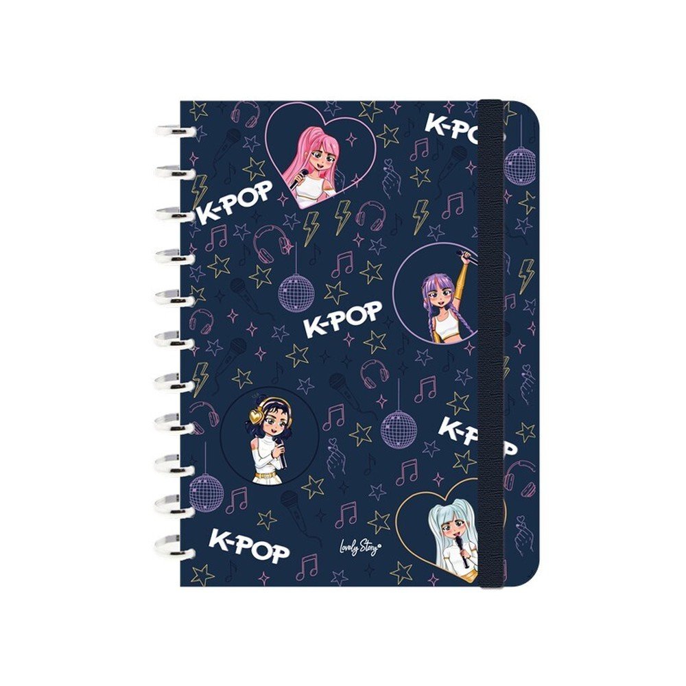 Libreta Anillas A4 Discos Cuadricula Dark Blue K-pop Lovely Story Imagen principal del producto