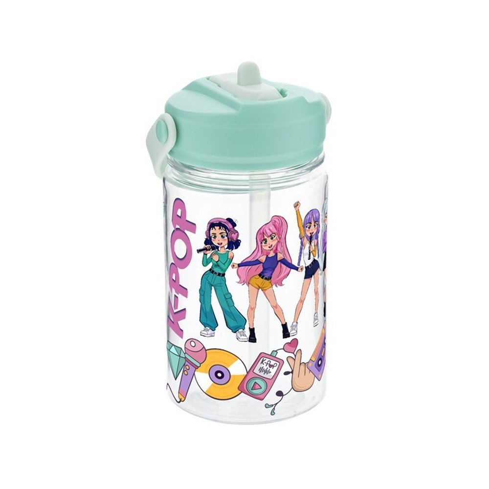 Botella Tritan 350ml con pajita Mint K-Pop