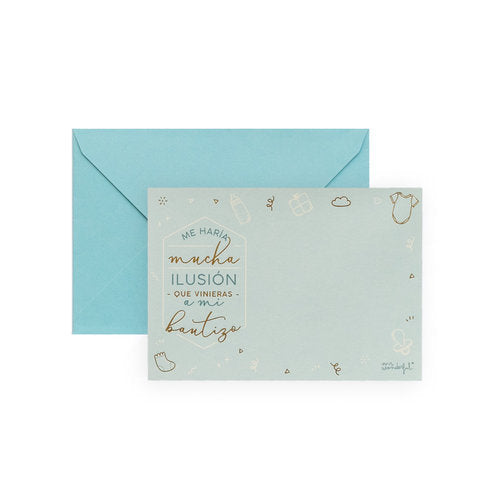 SET DE 20 INVITACIONES PERSONALIZABLES BAUTIZO | MR WONDERFUL | 1 UNIDAD | 8435460771535 Imagen principal del producto