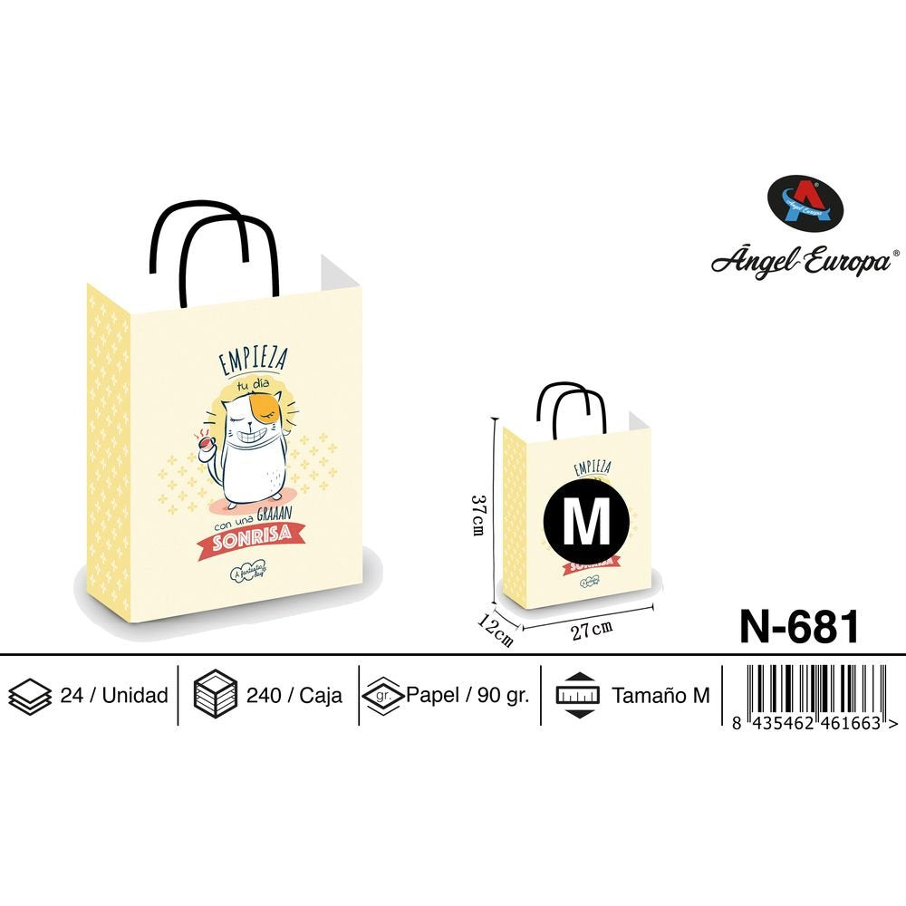 BOLSA PAPEL REGALO SONRISA 27X12X37 | ANGEL EUROPA | 1 UNIDAD | 8435462461663