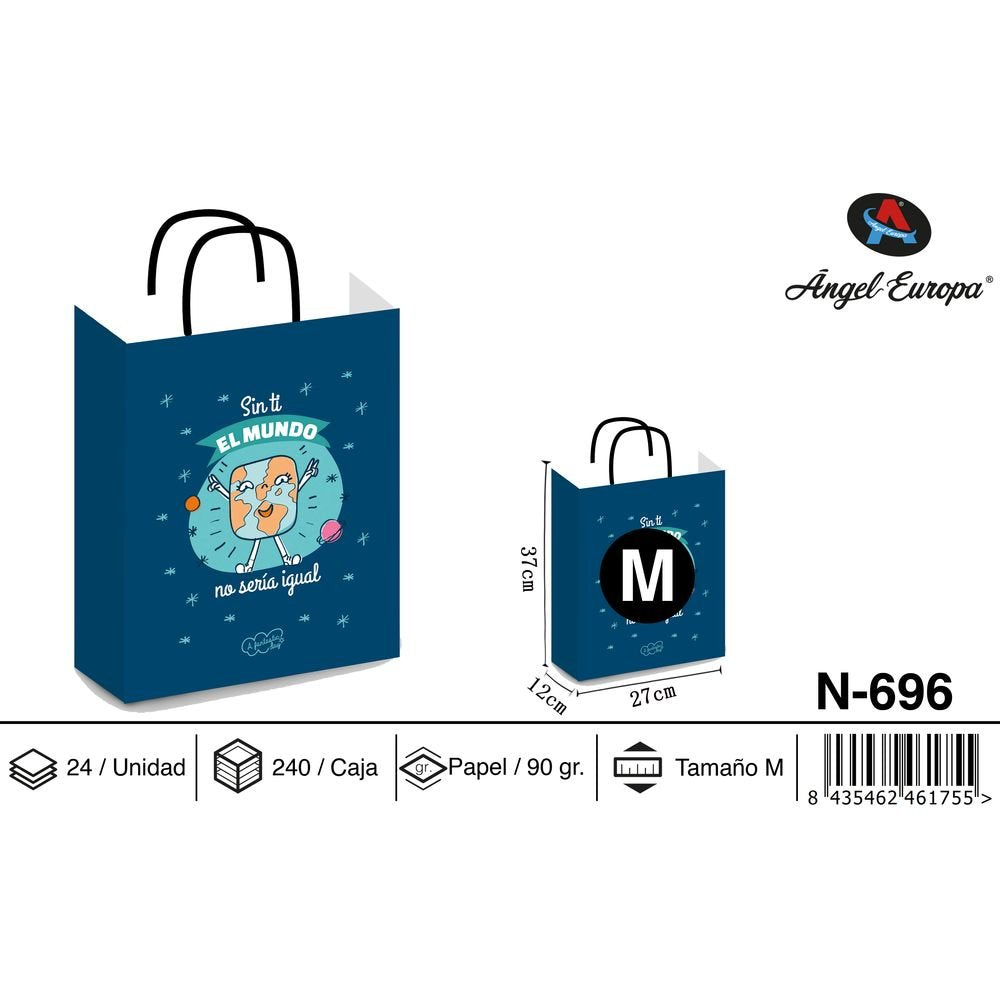 BOLSA PAPEL REGALO SIN TI EL MUNDO NO SERIA IGUAL 27X12X37 | ANGEL EUROPA | 1 UNIDAD | 8435462461755 Imagen principal del producto