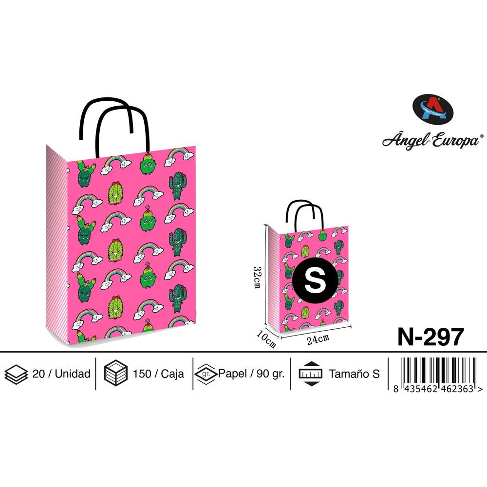 BOLSA PAPEL REGALO CACTUS 24X10X32 | ANGEL EUROPA | 1 UNIDAD | 8435462462363