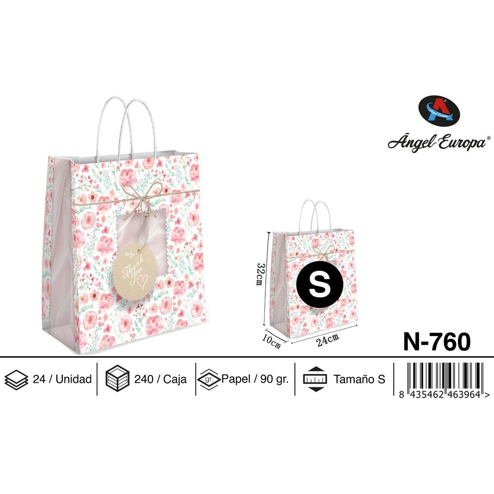 Bolsa papel regalo de rosas 24x10x32 Angel Europa Imagen principal del producto