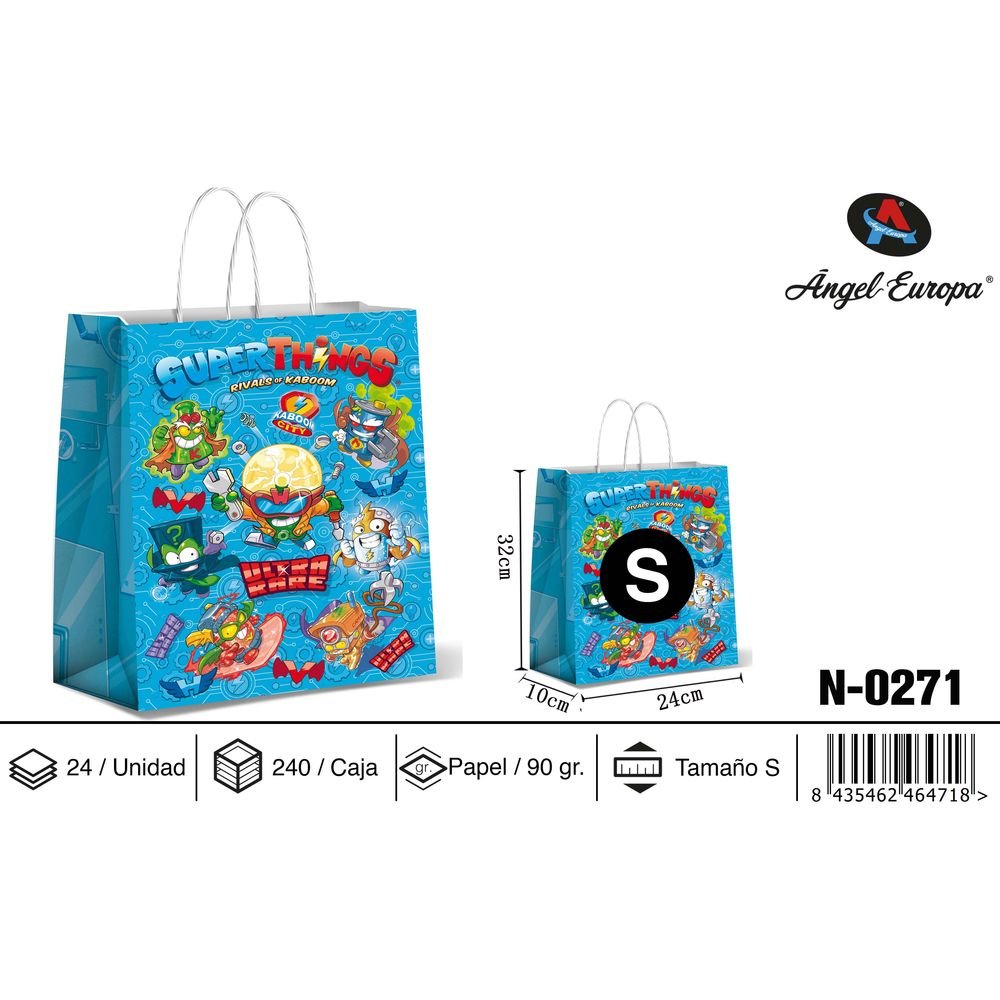 BOLSA PAPEL REGALO SUPERTHINGS 24X10X32 | ANGEL EUROPA | 1 UNIDAD | 8435462464718 Imagen principal del producto