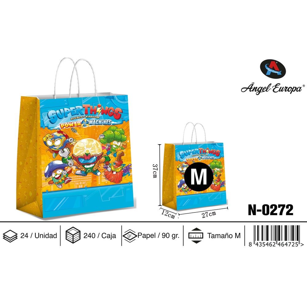 BOLSA PAPEL REGALO SUPERTHINGS 27X12X37 | ANGEL EUROPA | 1 UNIDAD | 8435462464725