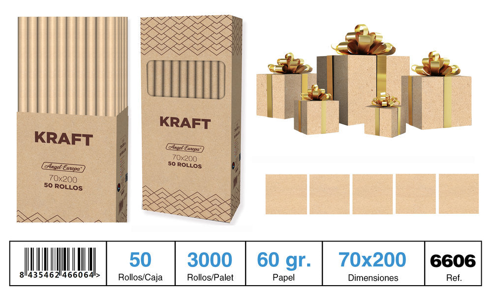 Expositor 50 Rollo Papel Regalo Kraft Angel Europa 70x200 cm Imagen principal del producto