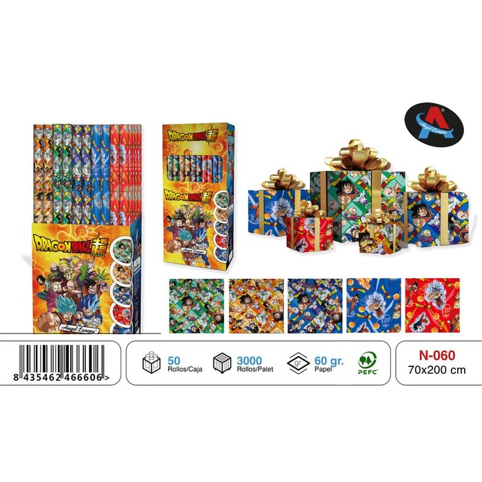Expositor 50 Rollo Papel Regalo 70x200 Dragon Ball Super Angel Europa Imagen principal del producto