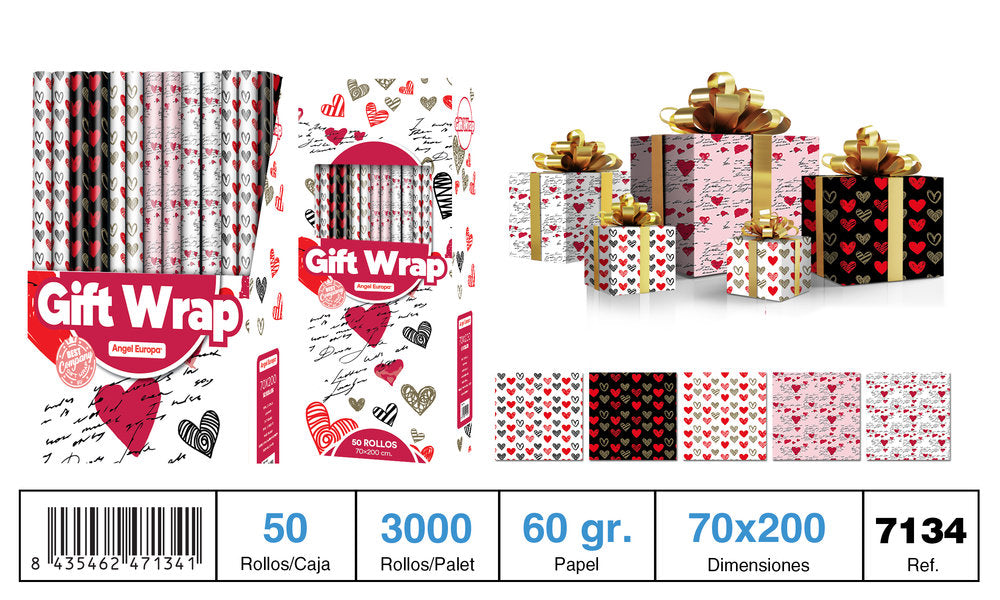 Expositor 50 Rollo Papel Regalo Love Corazón PENDIENTE Imagen principal del producto