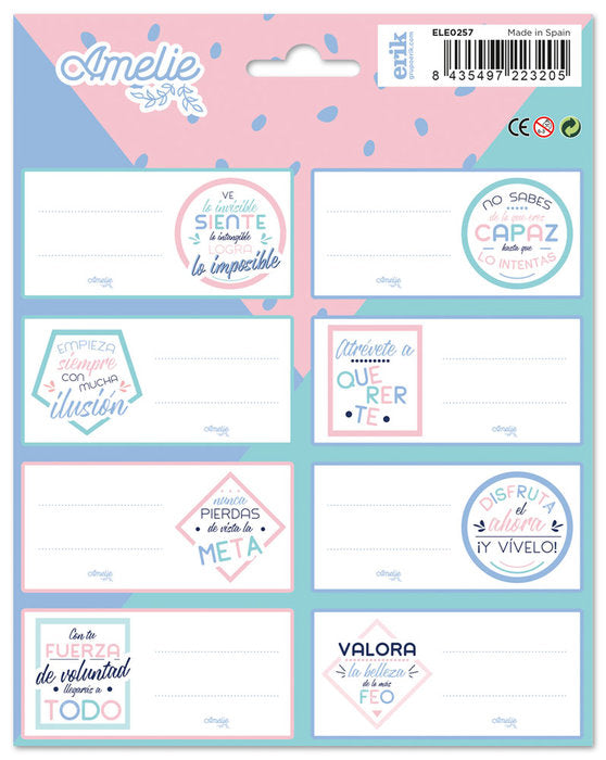 Etiquetas Escolares Amelie Pastel Collection Marca GRUPO ERIK MERCHANDISING Pack 20 Imagen principal del producto