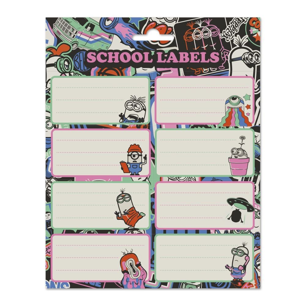 Etiquetas escolares Minions - 16 unidades (Pack 10 uds)