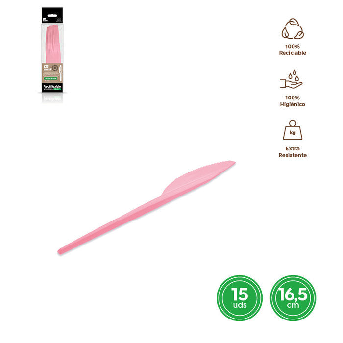 CUCHILLO ROSA BABY 16,5CM RECICLABLE 15UDS | AMBER MOOD OH YEAH | 1 UNIDAD | 8435507223706 Imagen principal del producto