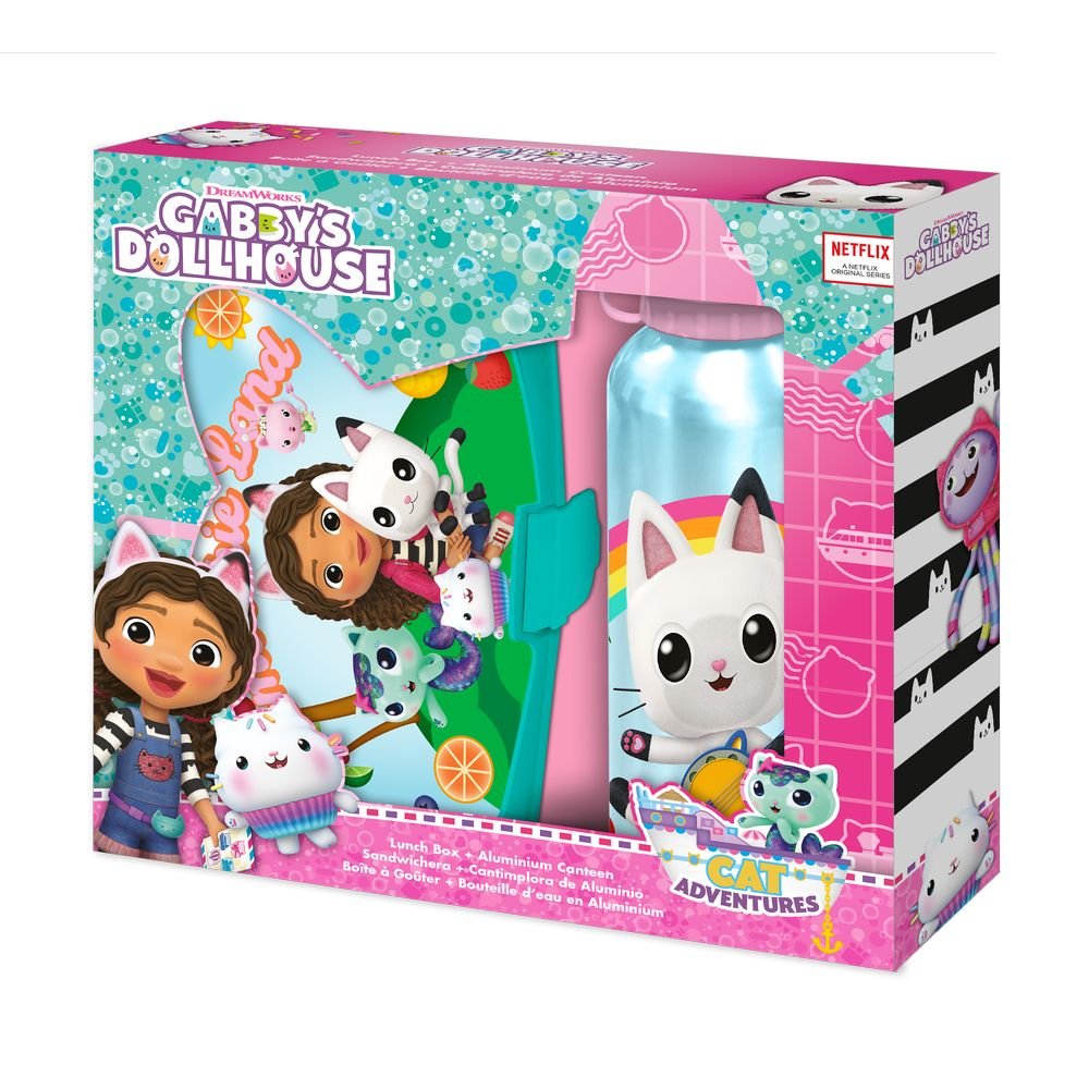 SET BOTELLA ALUMINIO 500ML + SANDWICHERA GABBY´S DOLLHOUSE | KIDS LICENSING | 1 UNIDAD | 8435507884600 Imagen principal del producto