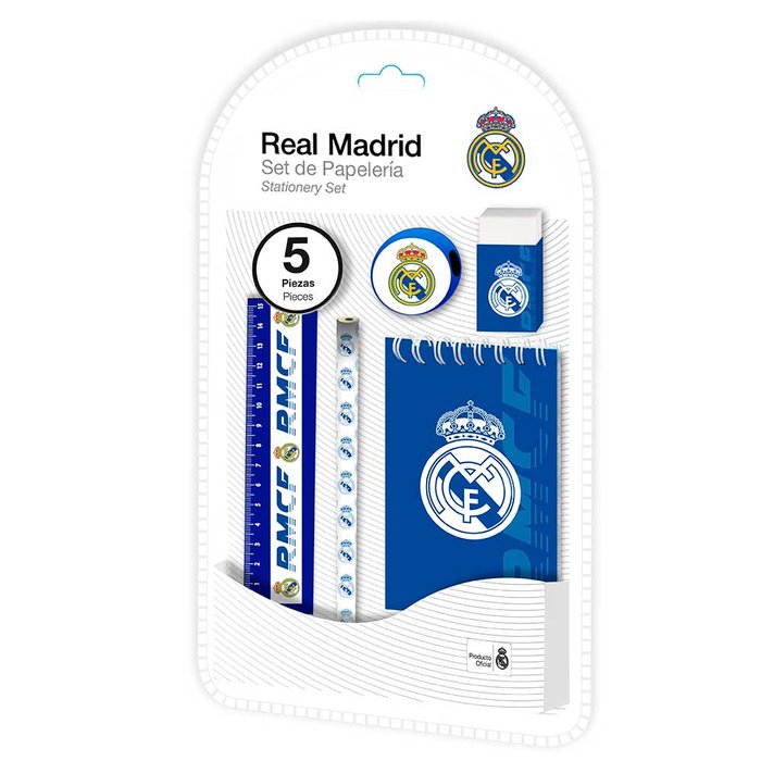 SET DE PAPELERIA 5 PIEZAS REAL MADRID | KIDS LICENSING | 1 UNIDAD | 8435507889292 Imagen principal del producto