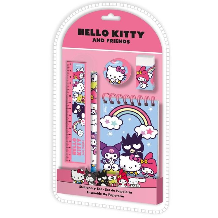 SET DE PAPELERIA 5 PIEZAS HELLO KITTY & FRIENDS | KIDS LICENSING | ENVASE 6 UDS. UNIDAD | 8435507891509 Imagen principal del producto
