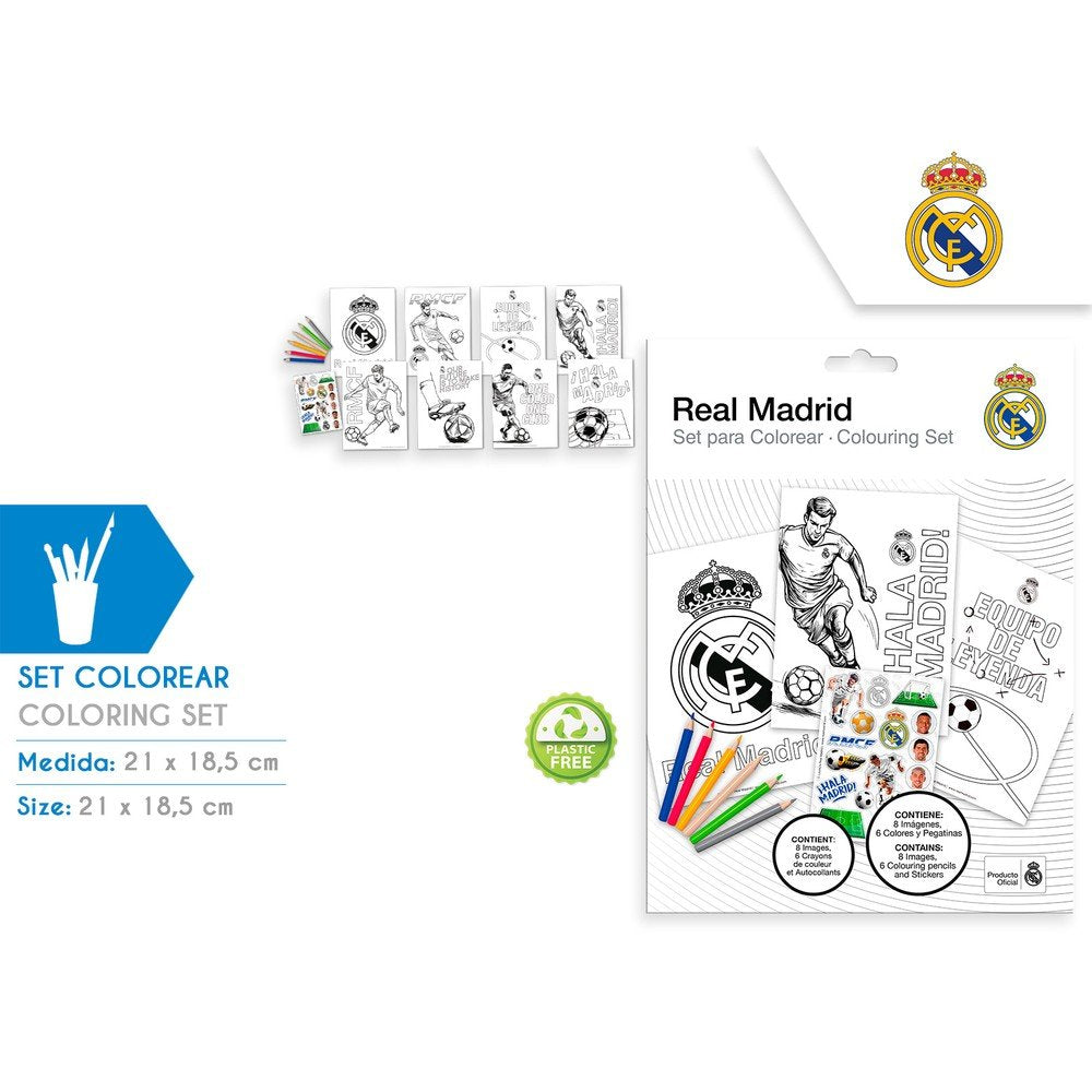 SET DE COLOREAR CON STICKERS REAL MADRID | KIDS LICENSING | ENVASE 24 UDS. UNIDAD | 8435507892926 Imagen principal del producto