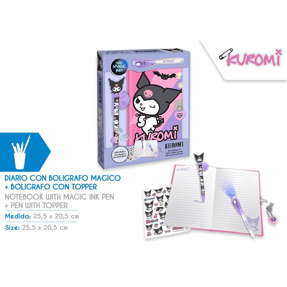 Diario con Boligrafo Mágico y Boligrafo Kuromi Kids Licensing