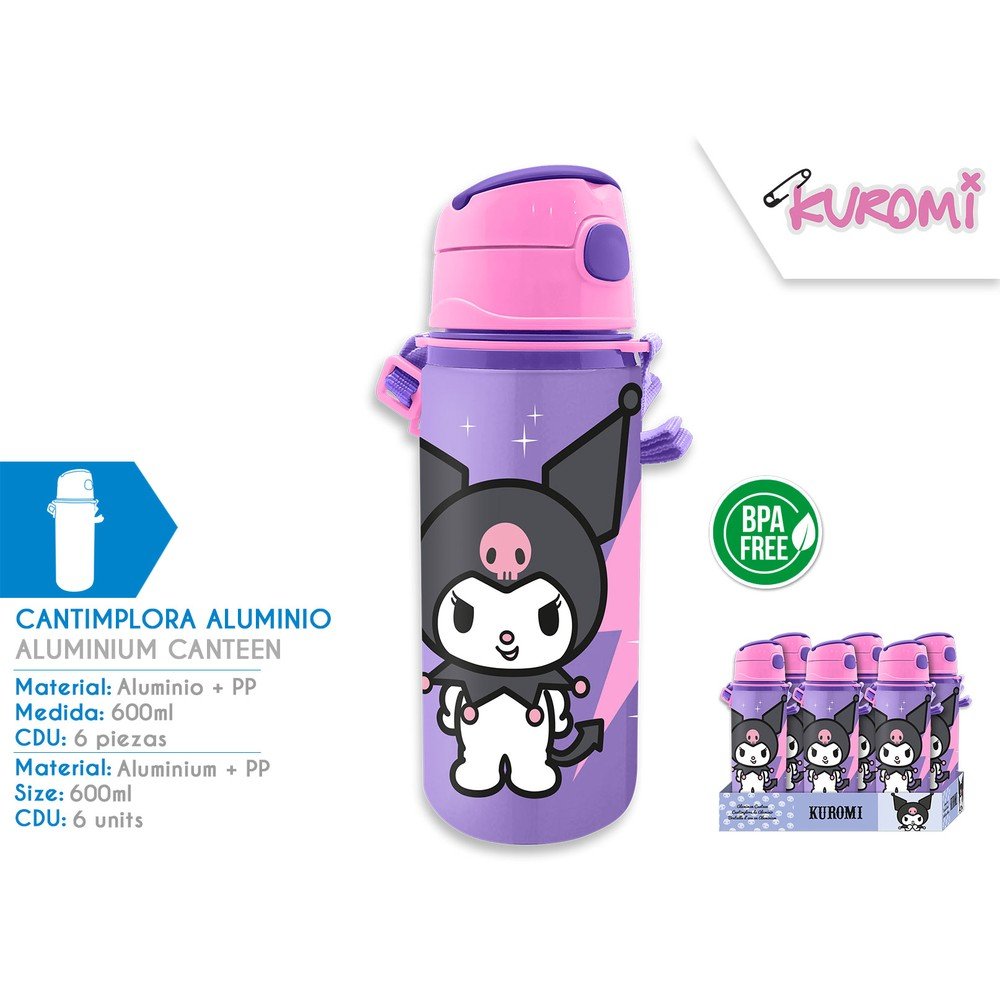 Cantimplora aluminio con asa 600 ml Kuromi Kids Licensing Imagen principal del producto