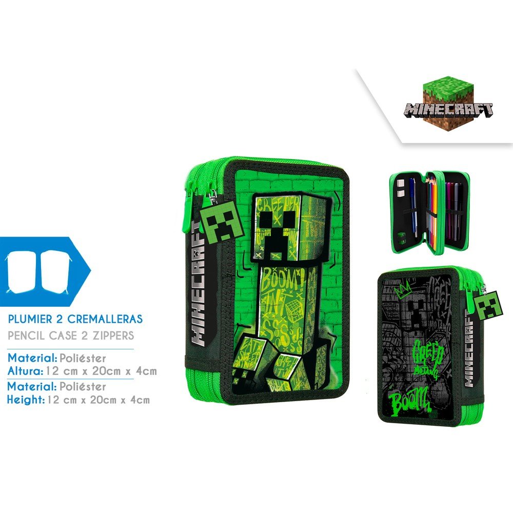 ESTUCHE 2 CREMALLERAS MINECRAFT | KIDS LICENSING