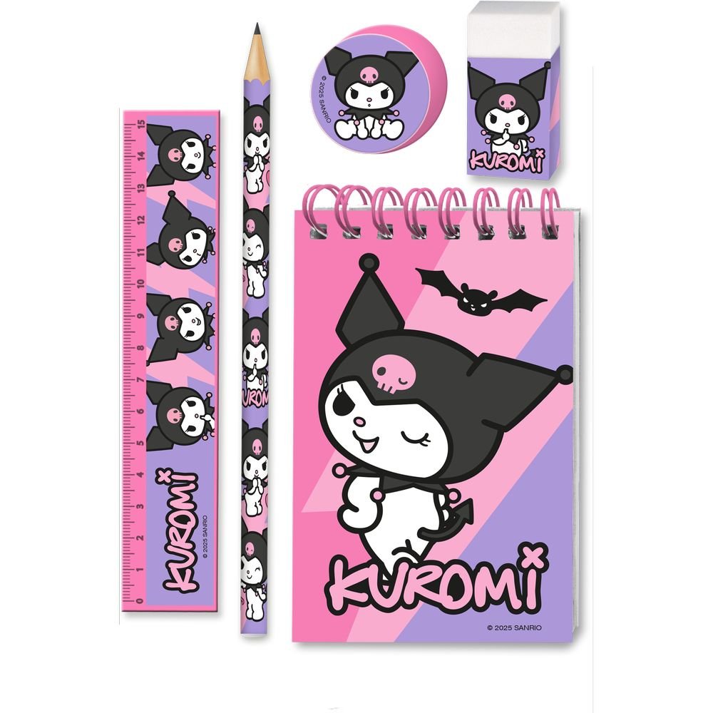 Set de papelería 5 pcs Kuromi x 6 unidades
