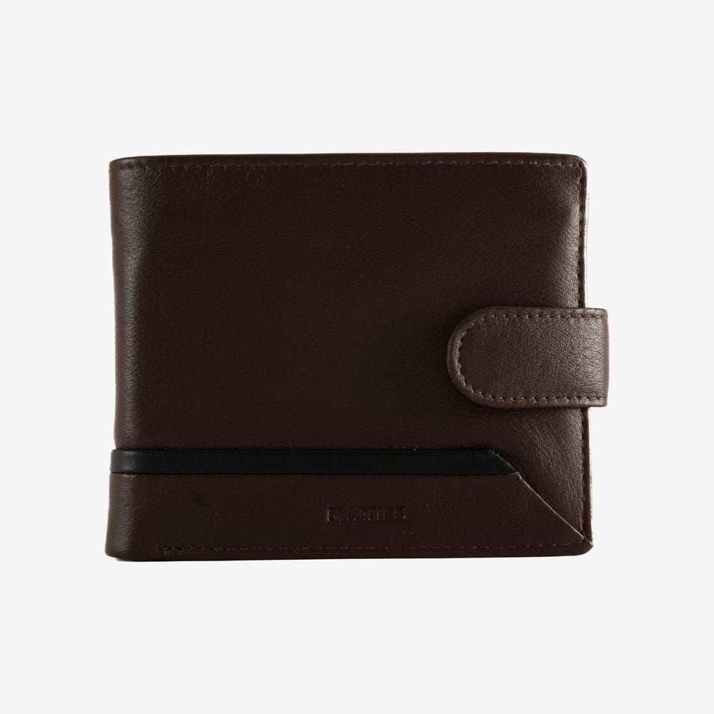 Cartera Hombre Horizontal Broche Marrón MATTIES
