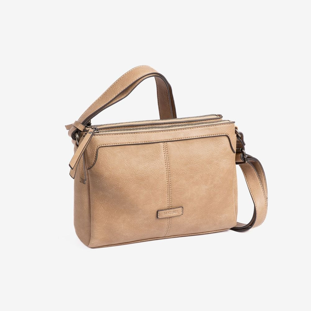 Bolso bandolera doble mujer beige New Classic 27x18.5x9 cm