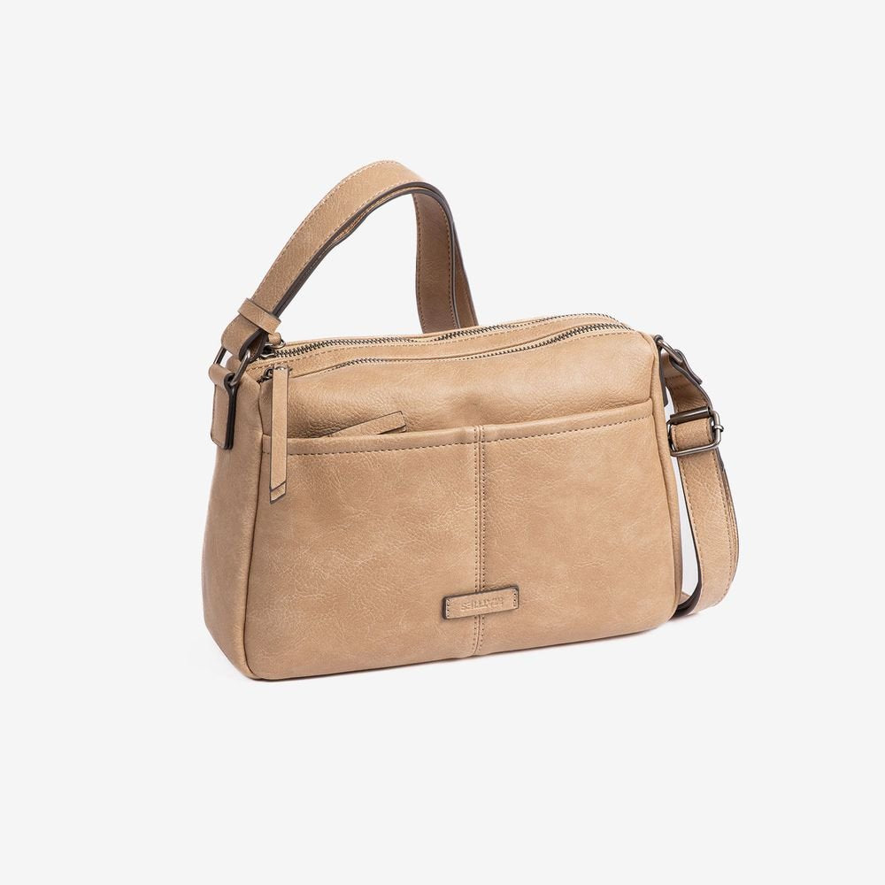 Bolso bandolera mujer doble bolsillos beige New Classic 27X MATTIES