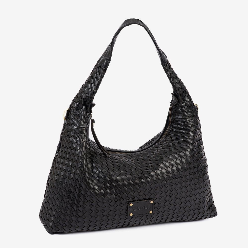 Bolso de Hombro Mujer Trenzados Leather Negro MATTIES