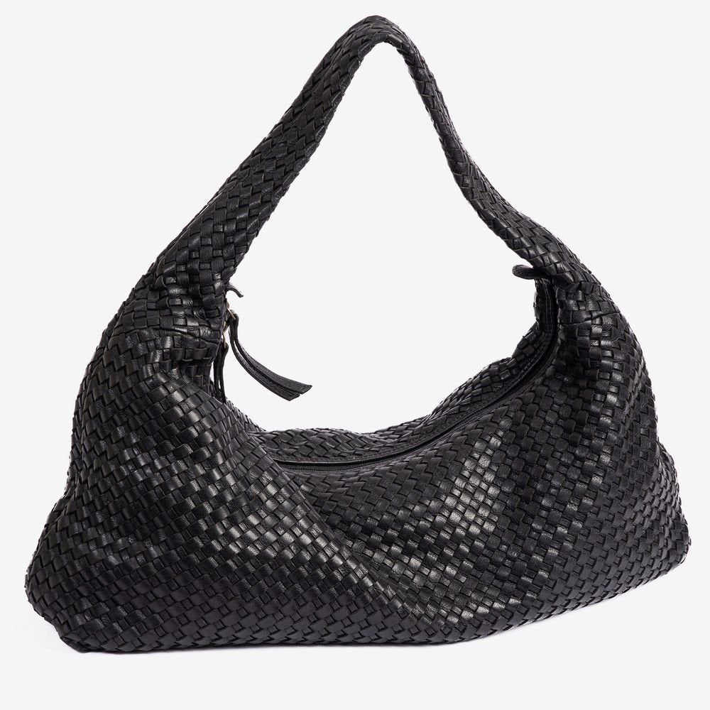 Bolso de Hombro Mujer Trenzados Leather Negro MATTIES