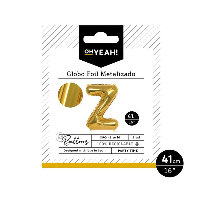 GLOBO POLIAMIDA LETRA Z 41CM-16 ORO METALIZADO 1 UD | AMBER MOOD OH YEAH | 1 UNIDAD | 8435557703906 Imagen principal del producto