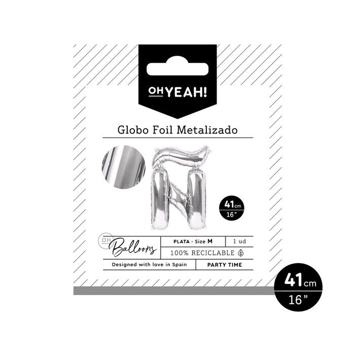 GLOBO POLIAMIDA LETRA Ñ 41CM-16 PLATA METALIZADO 1 UD | AMBER MOOD OH YEAH | 1 UNIDAD | 8435557704071 Imagen principal del producto