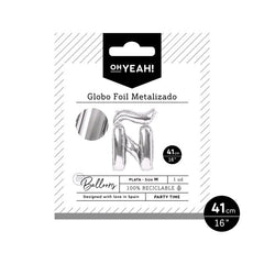 GLOBO POLIAMIDA LETRA Ñ 41CM-16 PLATA METALIZADO 1 UD | AMBER MOOD OH YEAH | 1 UNIDAD | 8435557704071