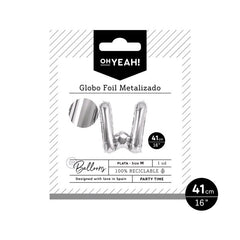 GLOBO POLIAMIDA LETRA W 41CM-16 PLATA METALIZADO 1 UD | AMBER MOOD OH YEAH | 1 UNIDAD | 8435557704163